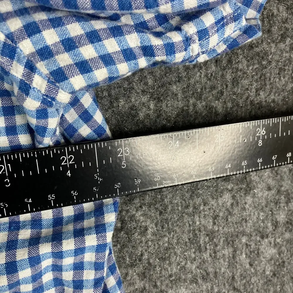 Banana Republic Shirt Mens XL Blue Gingham Check‎ Short Sleeve Casual